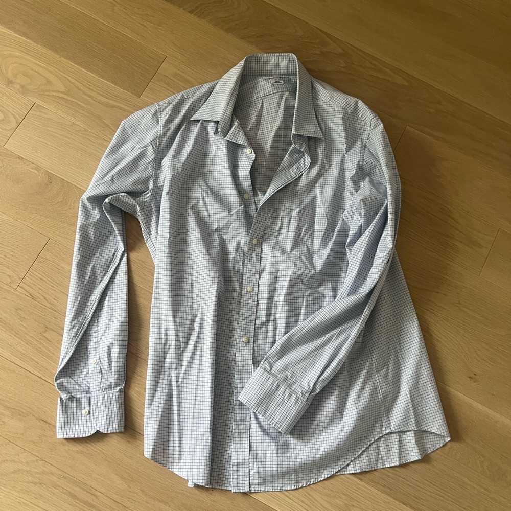 2 Uniqlo Light Blue Checkered Button Down Shirts